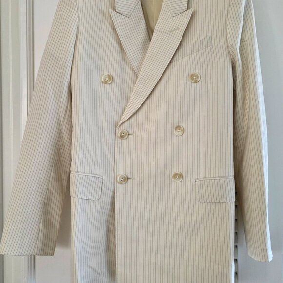 Celine Jude Blazer in Lightweight Striped Wool Ivoire/Noir Size 34 - Picture 2 of 13